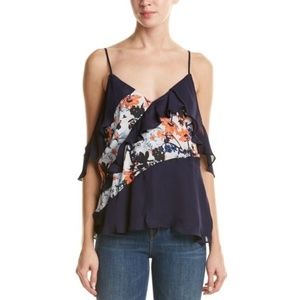 NWT Parker Wisteria Draped Sleeve Tank Top Navy